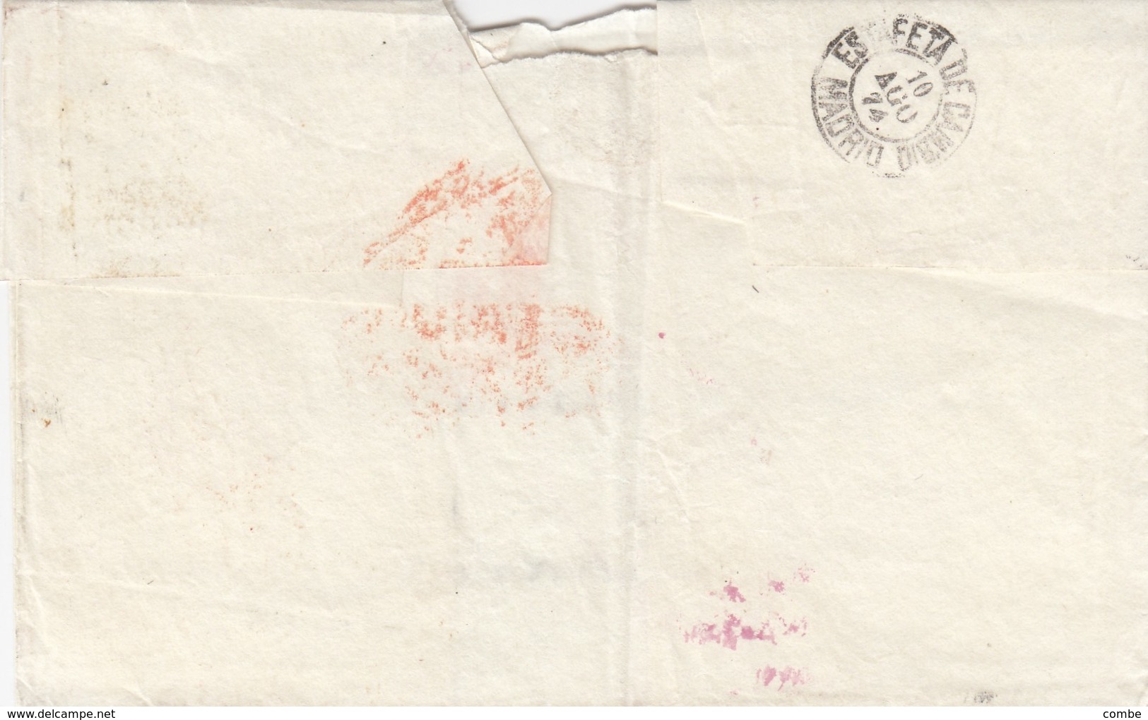 LETTRE. 5 AOUT 1874. ONE PENNY ROUGE. PAID LOMBARD STREET. PD POUR MADID ESPAGNE. ESTAFETA DE CAMBIO. TAXE 6 ROUGE - Cartas