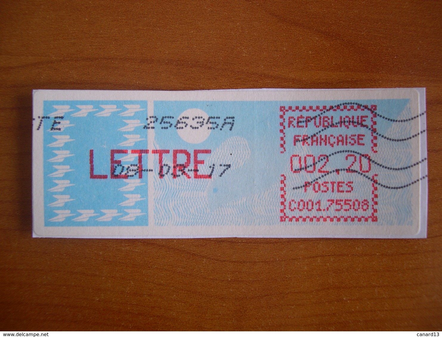 Vignette Distributeur  2.20F  Lettre Double Oblitération - 1985 « Carrier » Paper