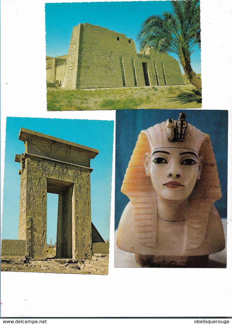 KARNAK TOUT ANKHAMON MEDINET HABOU EGYPT LOT 3 CARTES NON ECRITES - Musei