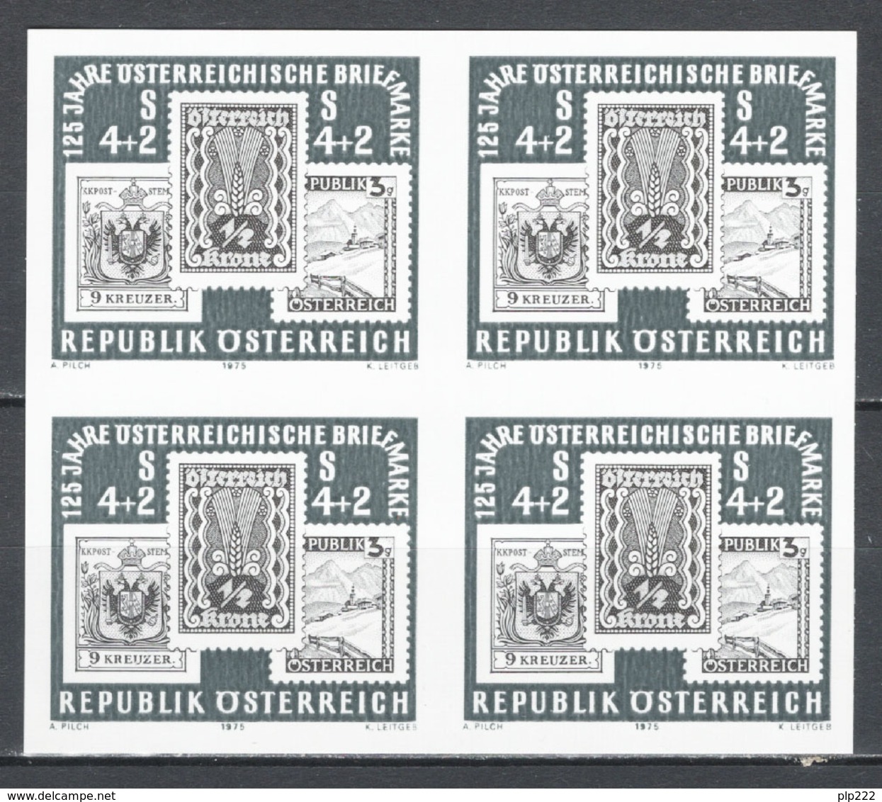 Austria 1975 Unif. 1333 Prova In Bianco E Nero / Black Proof **/MNH VF - Proofs & Reprints