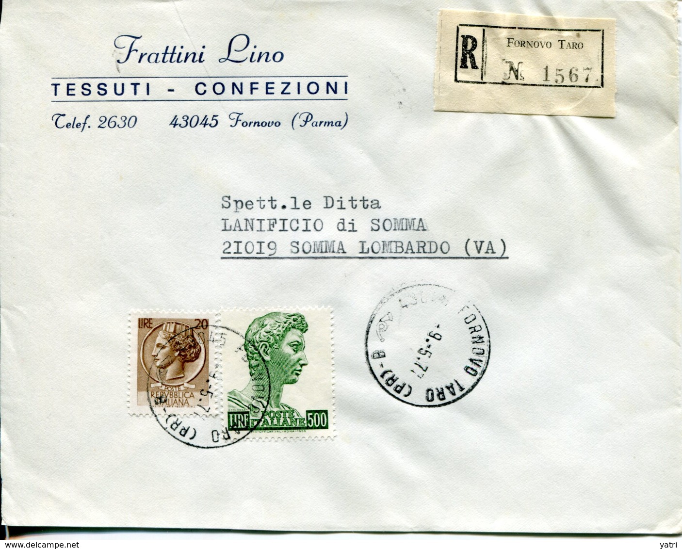 Italia (1977) - Raccomandata Da Fornovo Taro (PR) - 1971-80: Storia Postale