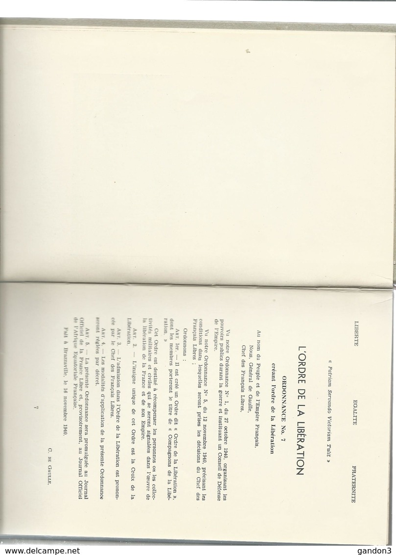 Livre   Intitulé   :    ORDRE  De  La  LIBERATION   -   1951  - - Français
