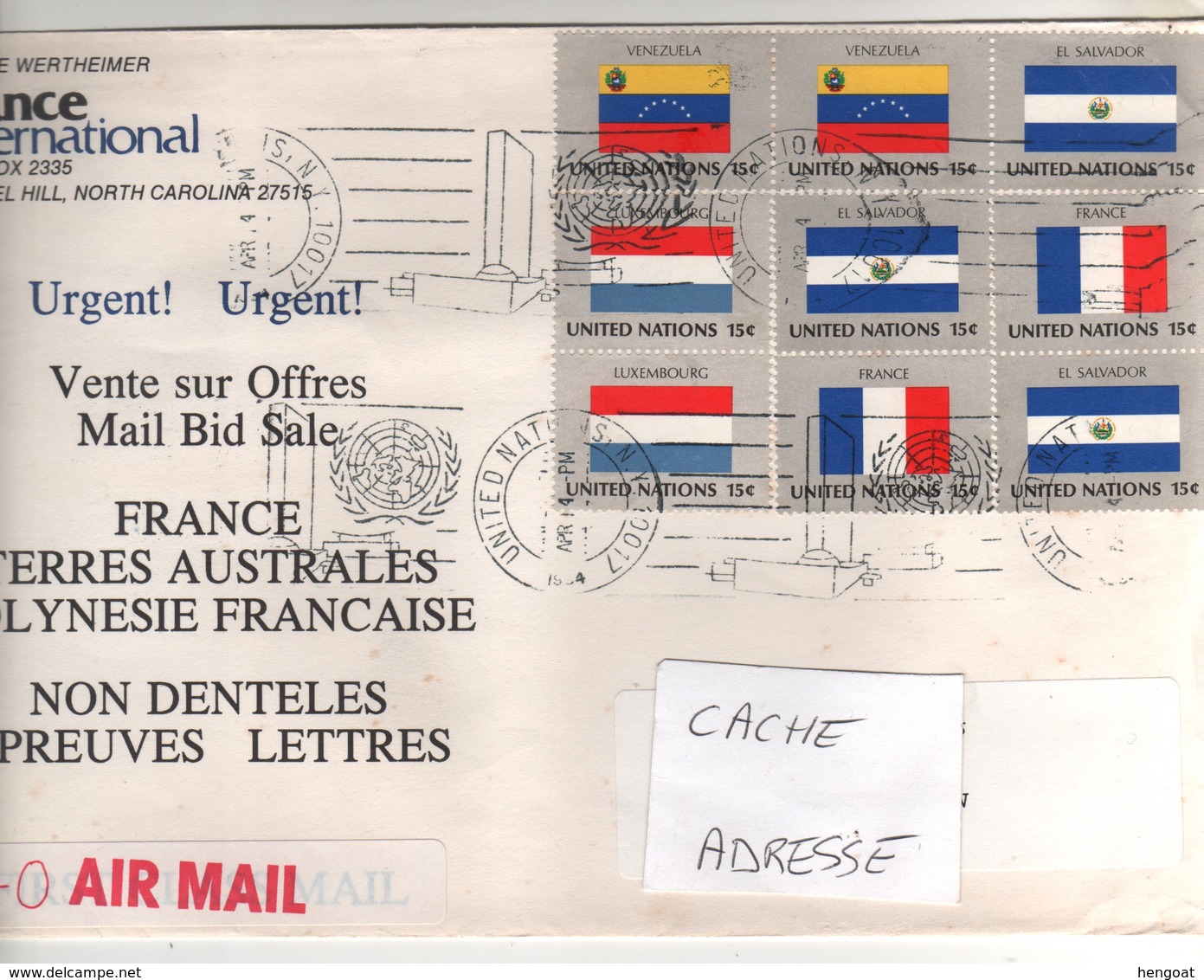 Beaux Timbres , Stamps " Drapeaux " Sur Lettre , Cover , Mail  Du 14/04/1984 ? Pour La France - Brieven En Documenten