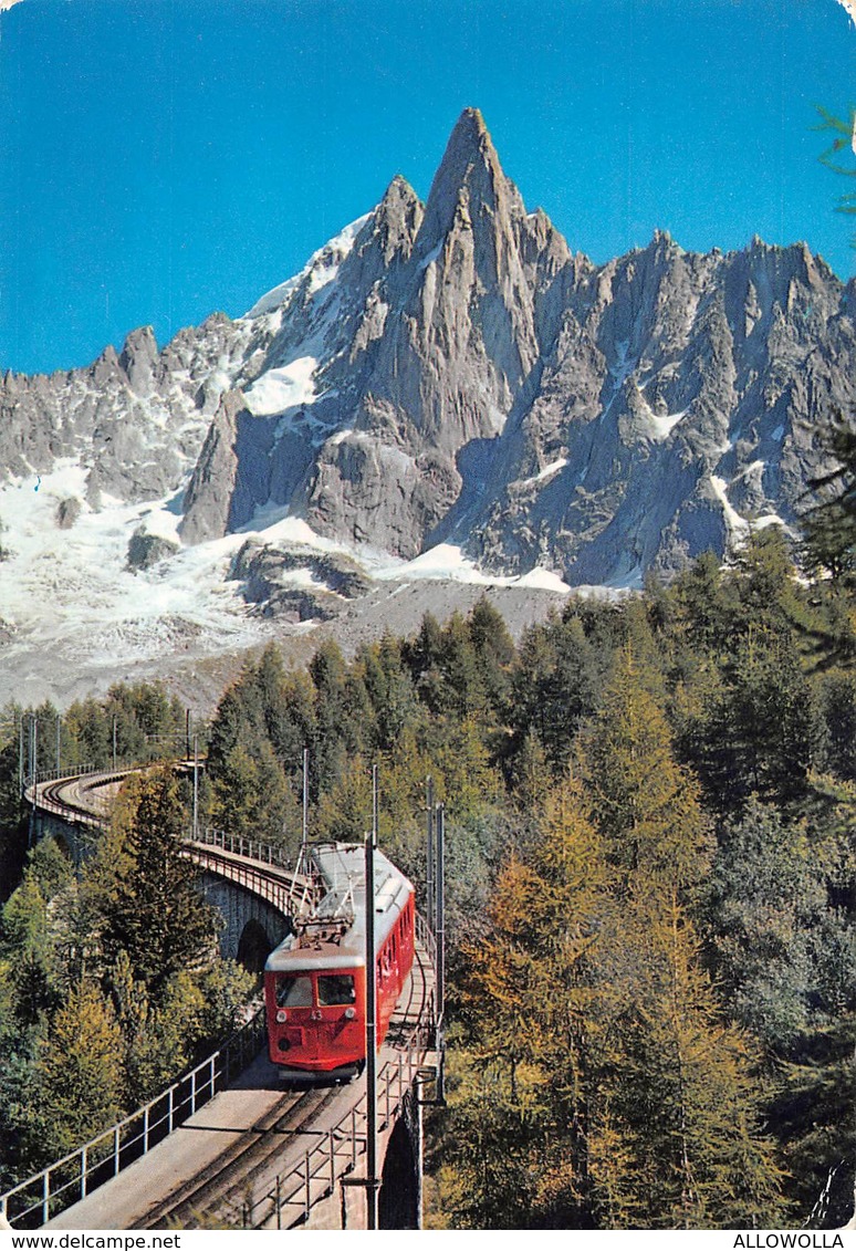 7070 "CHAMONIX MONT BLANC-IL TRENO PER MONTENVERS M. 1909 E L'AGUILLE DU DRU M.3754  " -CART. POST. ORIG. NON SPEDITA - Other & Unclassified