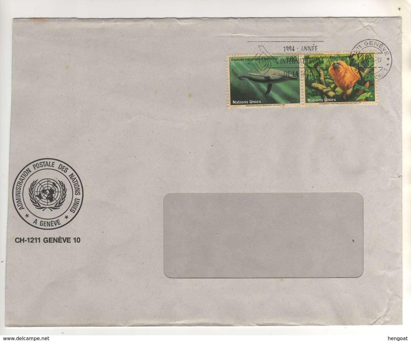 Beaux Timbres , Stamps " Animaux : Espèces Menacées D'extinction " Sur Lettre , Cover  Du 06/04/1994 - Cartas & Documentos