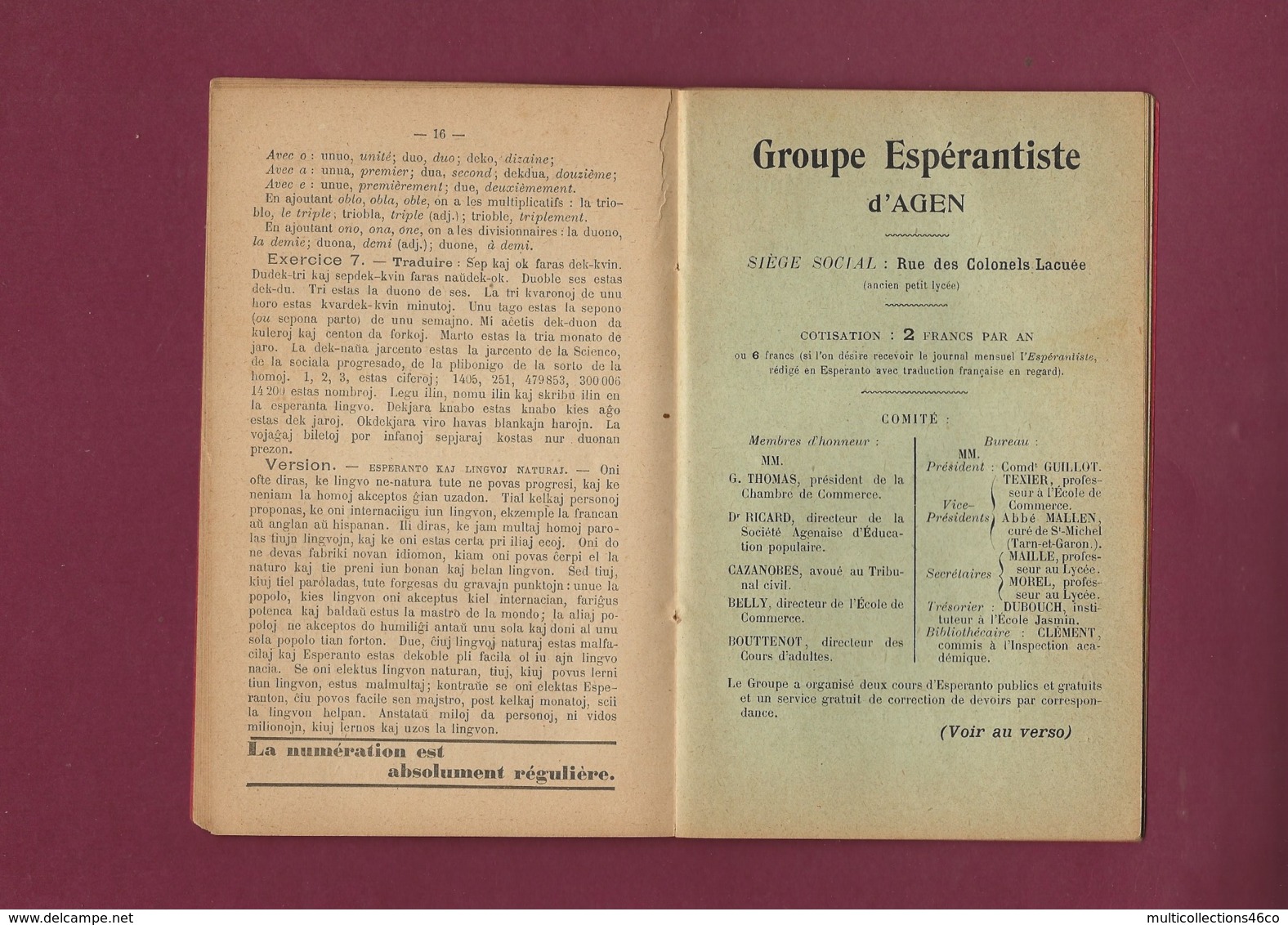 300320 - Manuel 1905 ESPERANTO Avec Vocabulaire Esperanto Français - Langue Ancienne - Esperanto