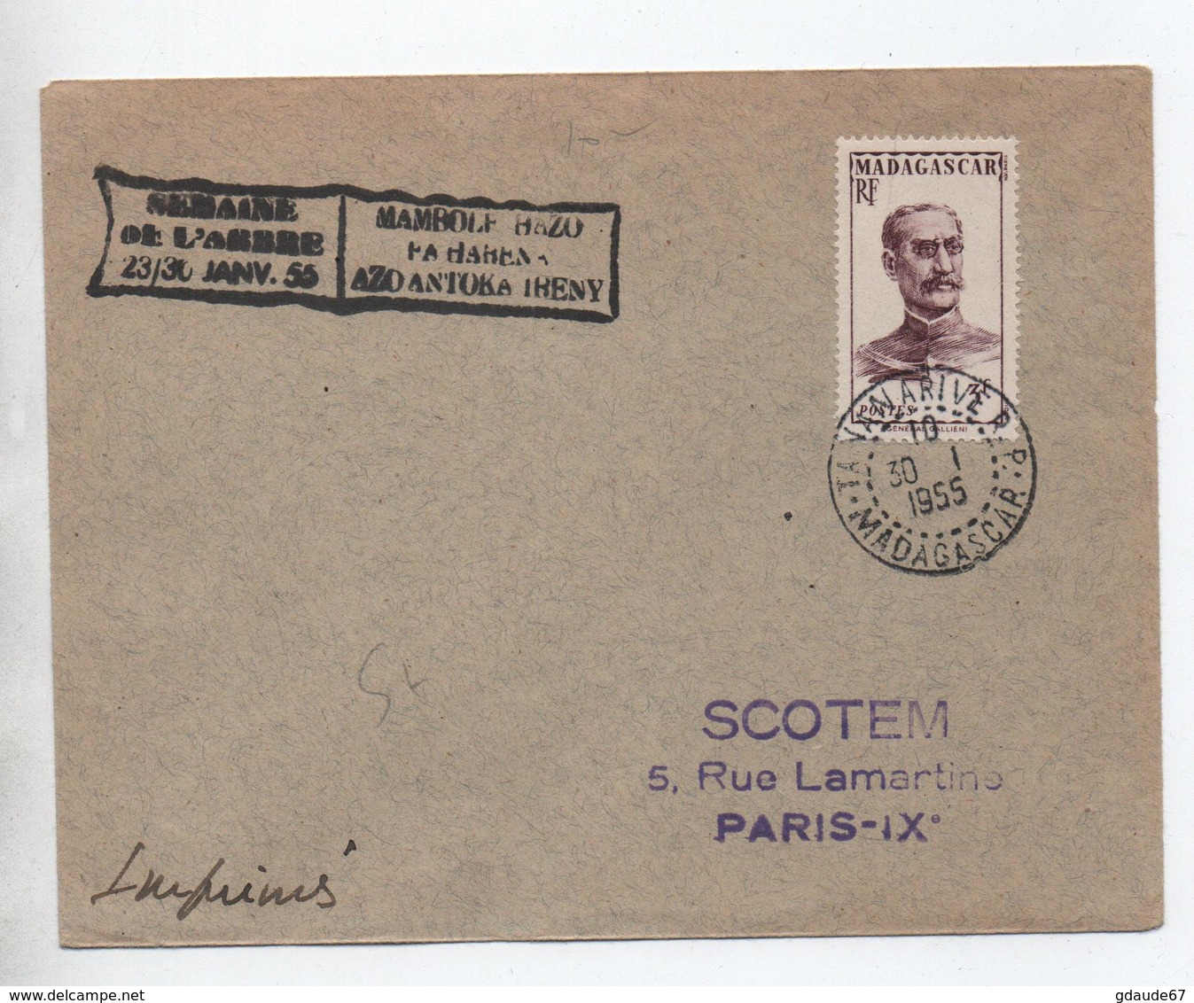 1955 - ENVELOPPE De TANANARIVE (MADAGASCAR) Avec CACHET "SEMAINE DE L'ARBRE 1955" - Briefe U. Dokumente