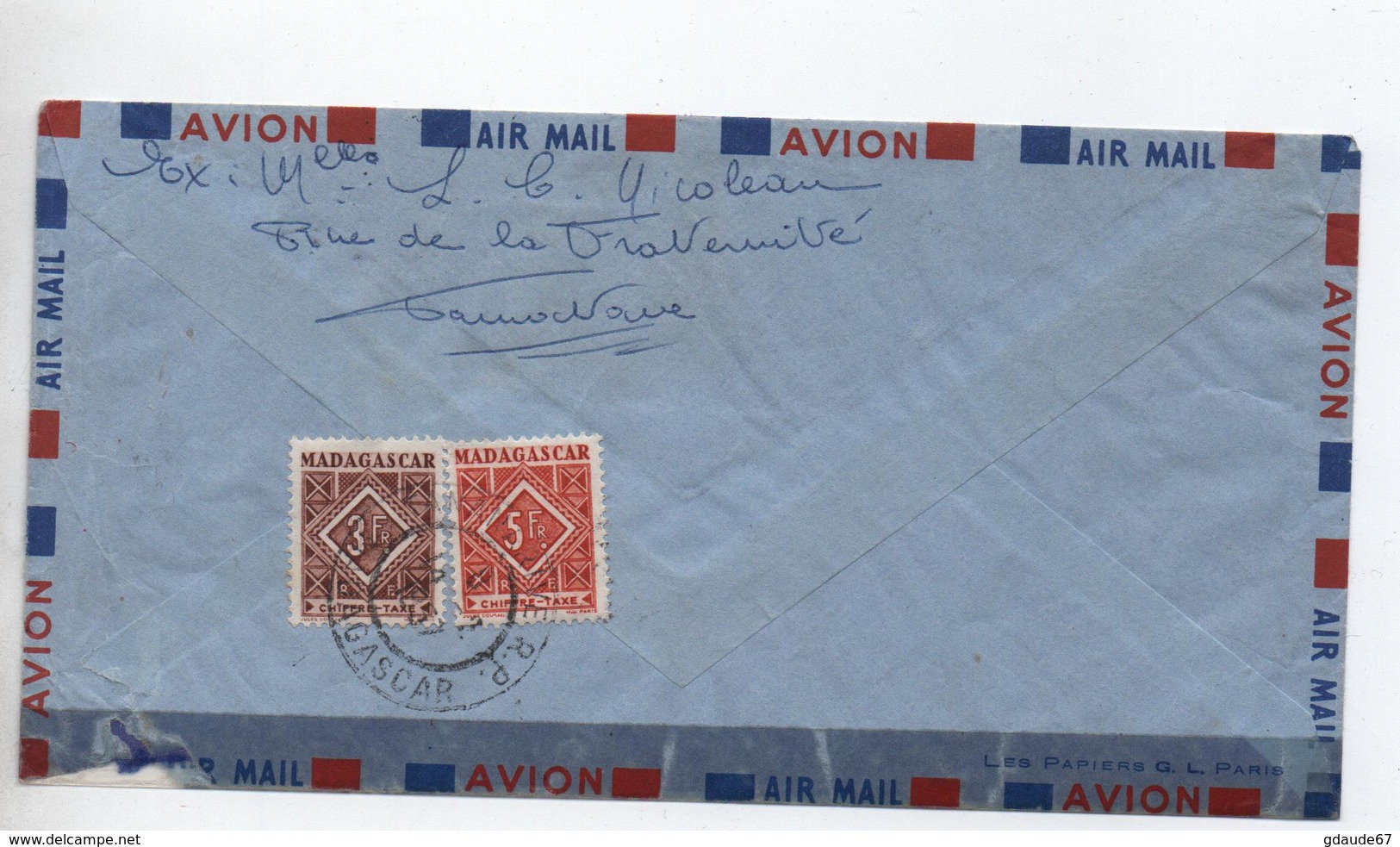 1957 - ENVELOPPE De TAMATAVE (MADAGASCAR) Avec CACHET "SEMAINE DE L'ARBRE 1957" -> TAXE - Storia Postale