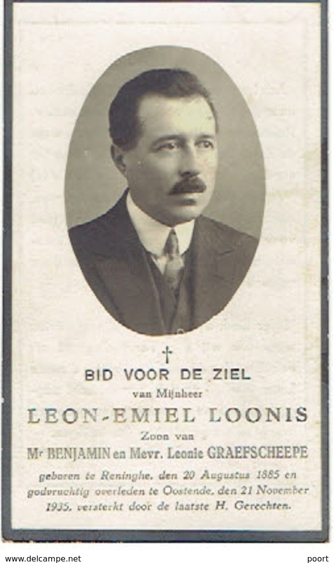 RENINGE / OOSTENDE - Leon LOONIS (zoon V. B.  En L. GRAEFSCHEEPE) - Geboren 1885 En Overleden 1935 - Devotieprenten