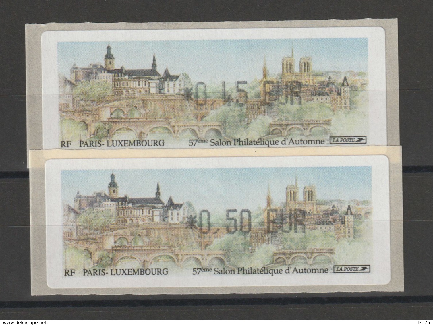 FRANCE - 2 VIGNETTES 0,45€ ET 0,50€ - PARIS - LUXEMBOURG - 57EME SALON PHILATELIQUE D'AUTOMNE - 2003 - 1999-2009 Illustrated Franking Labels