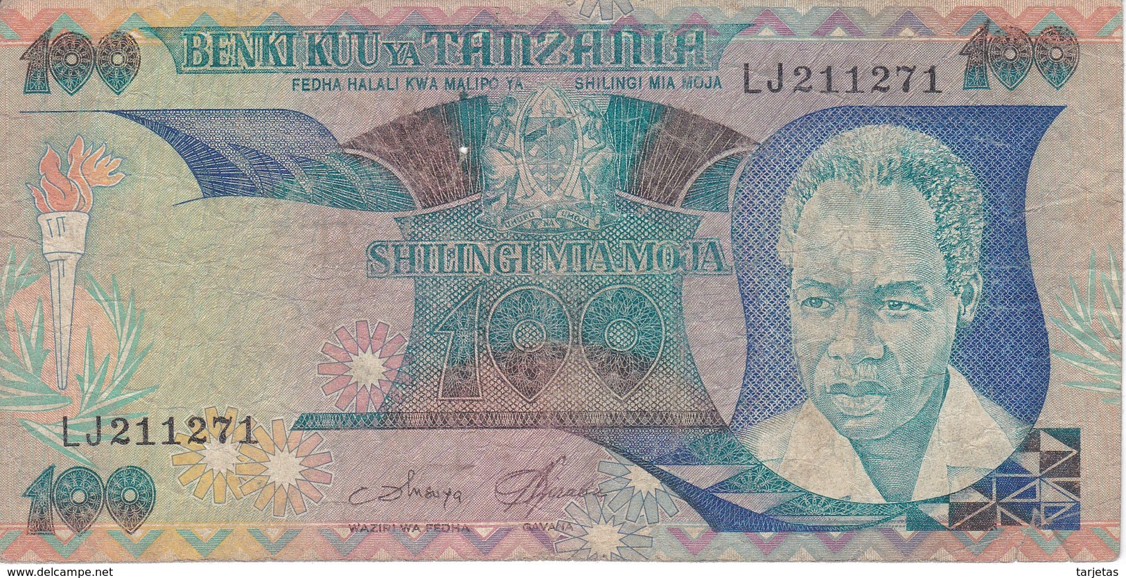 BILLETE DE TANZANIA DE 100 SHILINGI DEL AÑO 1986 (BANKNOTE) - Tanzania