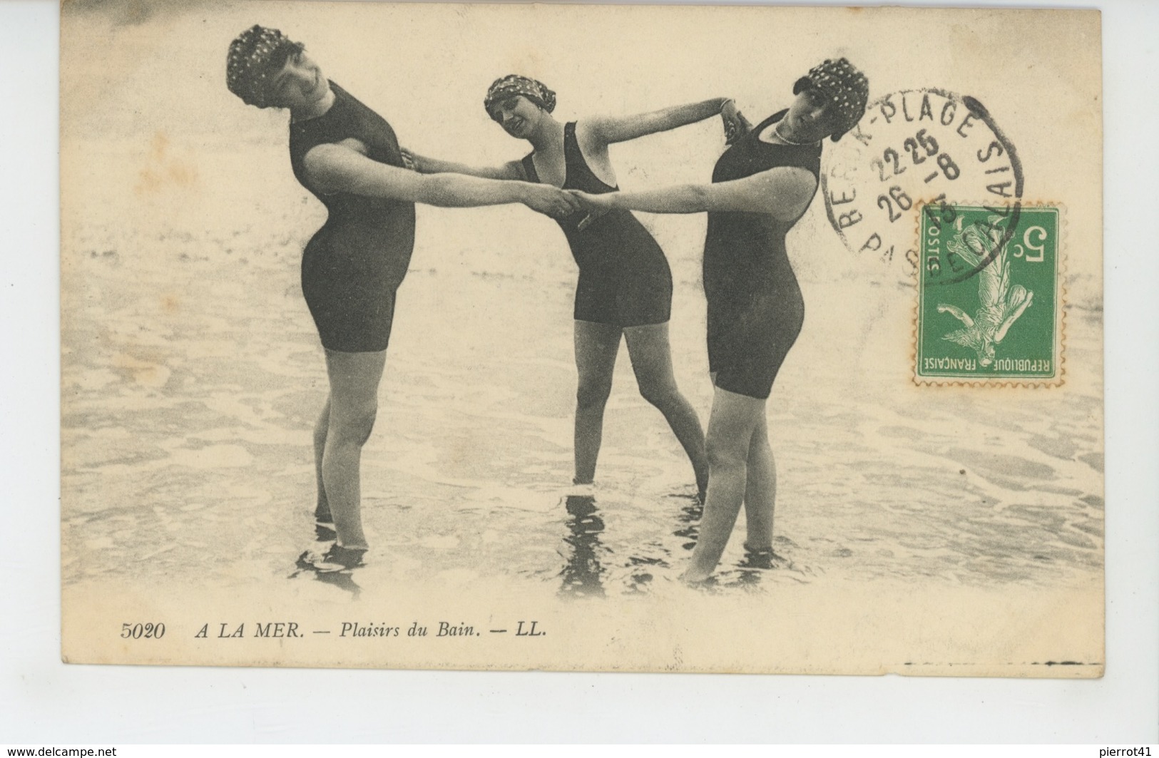 FEMMES - FRAU - LADY - MODE - BAINS DE MER - A LA MER - Plaisirs Du Bain (carte Postée à BERCK PLAGE En 1913) - Mode