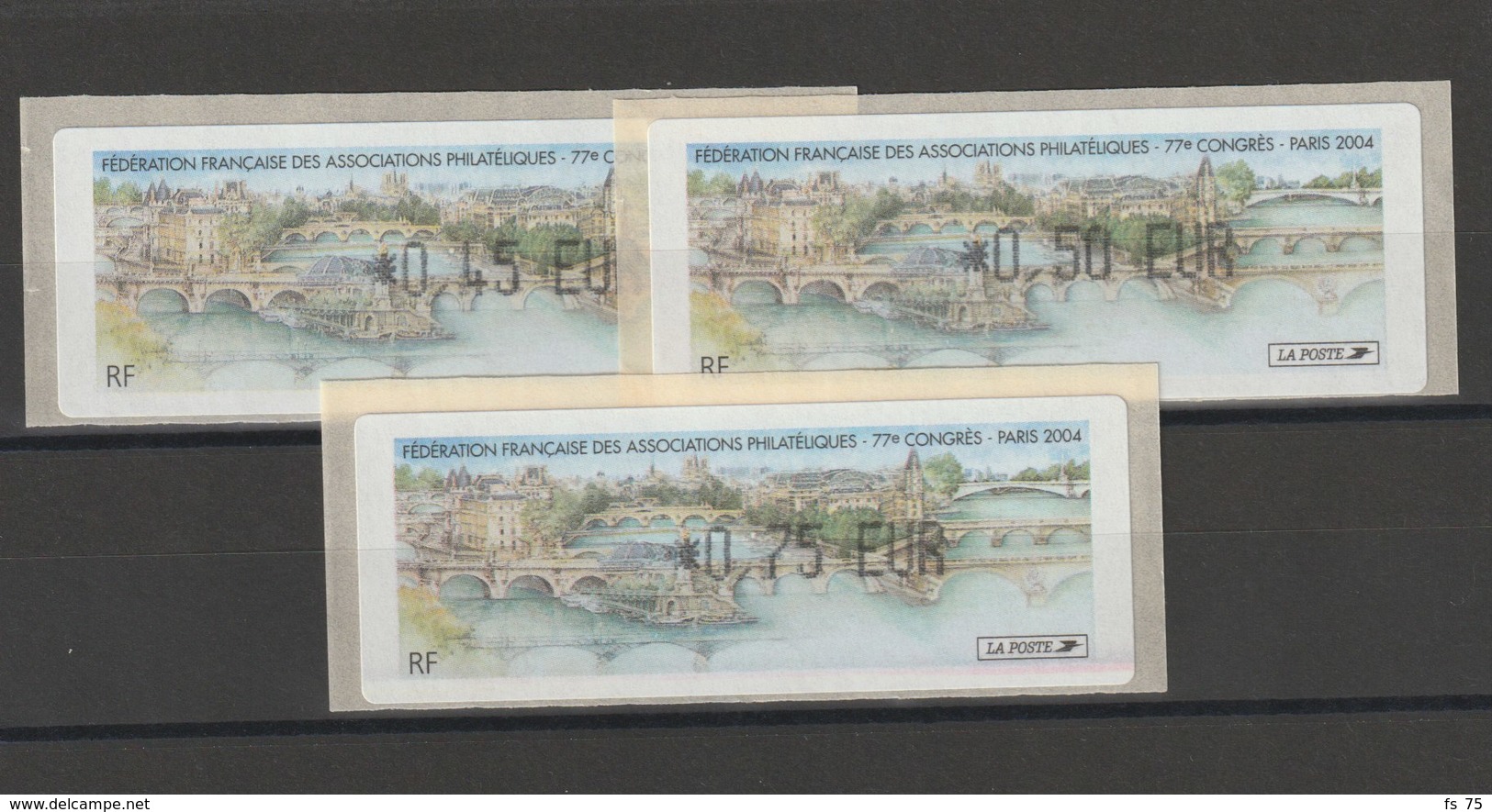 FRANCE - 3 VIGNETTES 0,45€, 0,50 €  ET 0,75€ - FEDERATION FRANÇAISE DES ASSOCIATIONS PHILATELIQUES 2004 - 1999-2009 Geïllustreerde Frankeervignetten