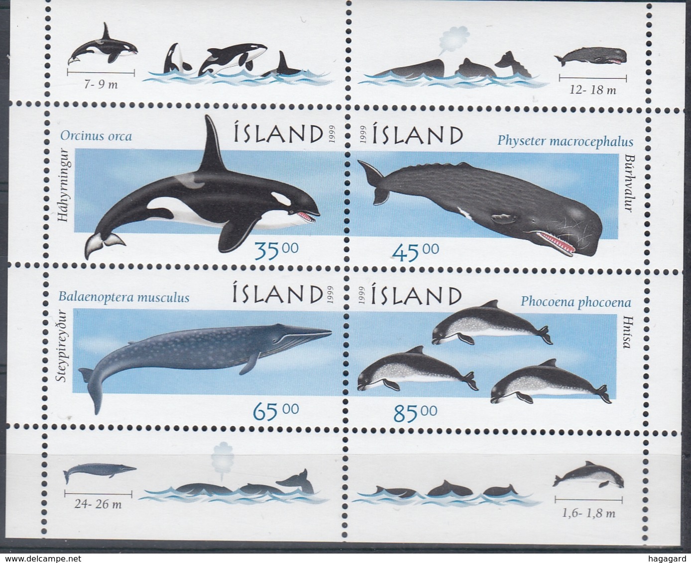 +Iceland 1999. Whales. Bloc. Michel 23. MNH(**) - Blocchi & Foglietti