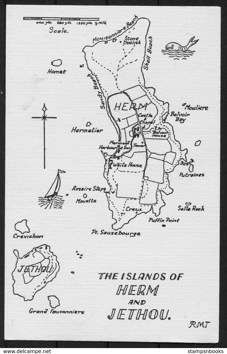 Herm Jethou Map Postcard - Local Issues