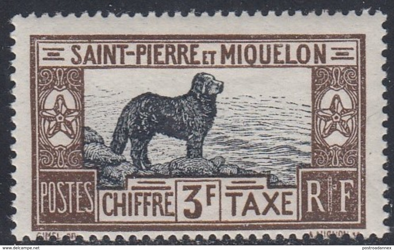 Saint Pierre And Miquelon, Scott #J31, Mint Hinged, Newfoundland Dog, Issued 1932 - Portomarken