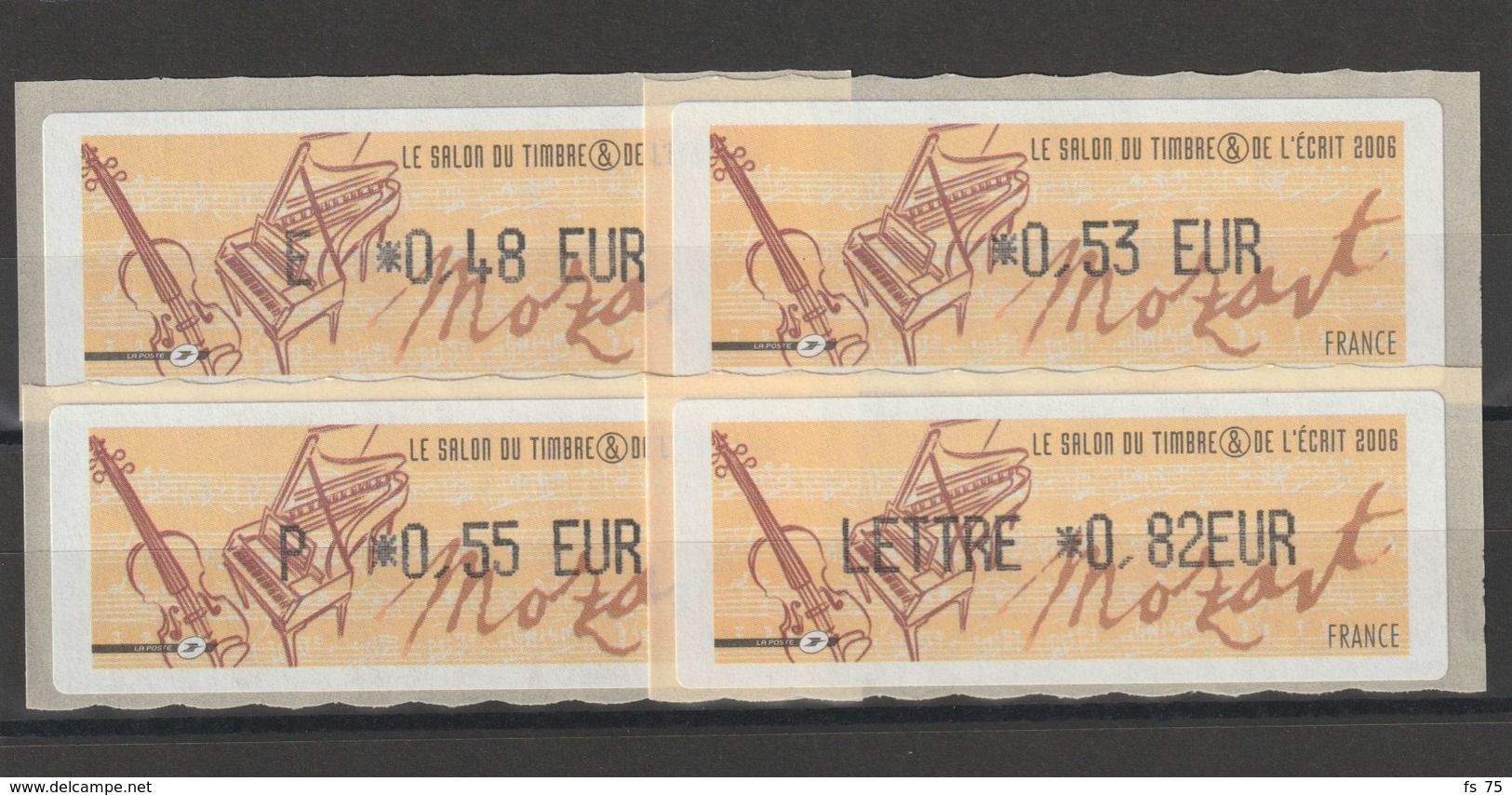 FRANCE - 4 VIGNETTES 0,48€, 0,53€, 0,55€ ET 0,82€ - LE SALON DU TIMBRE & DE L'ECRIT 2006 - 1999-2009 Illustrated Franking Labels