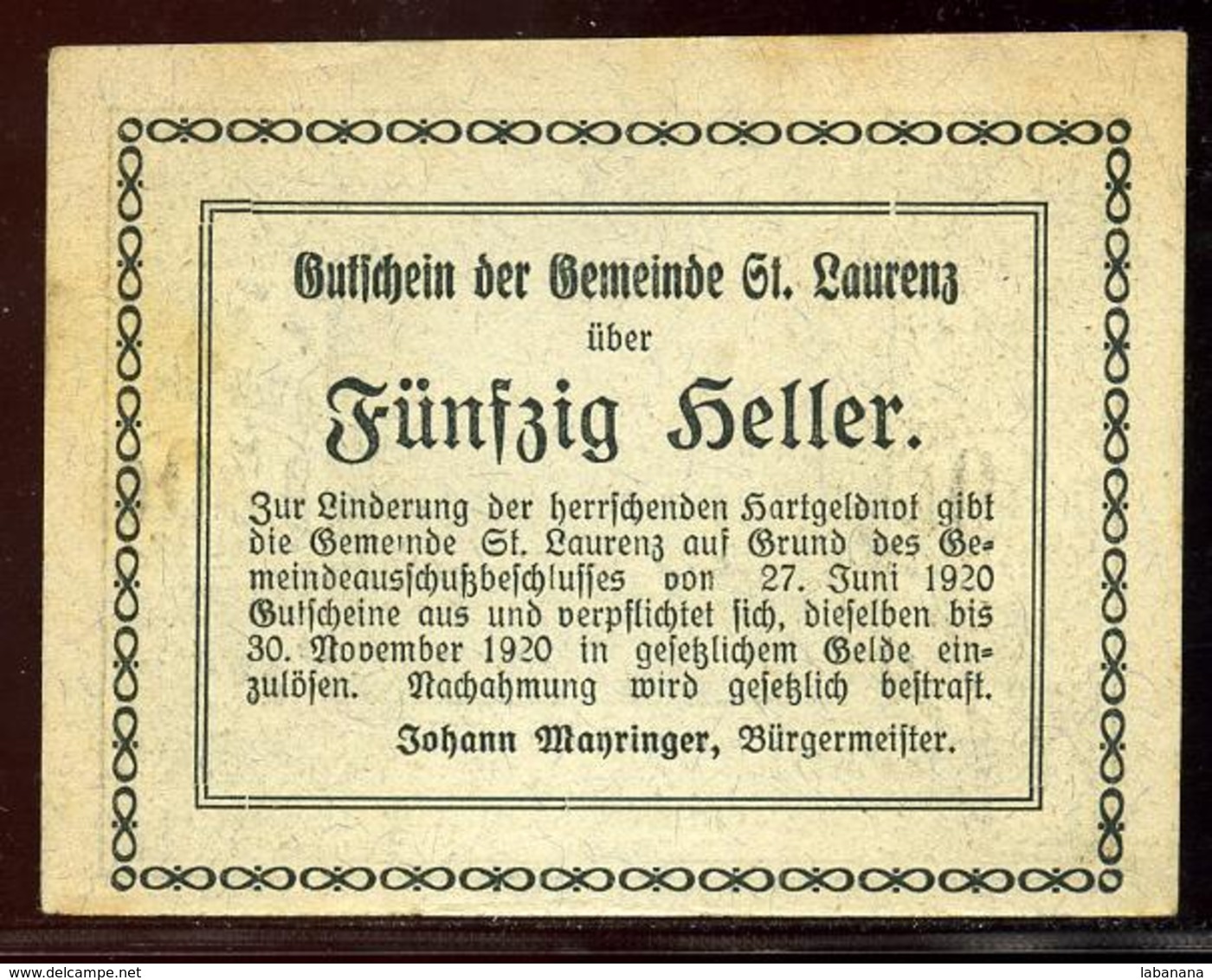 344-Sankt-Laurenz Billets De 10, 20 Et 50h 1920 - Autriche