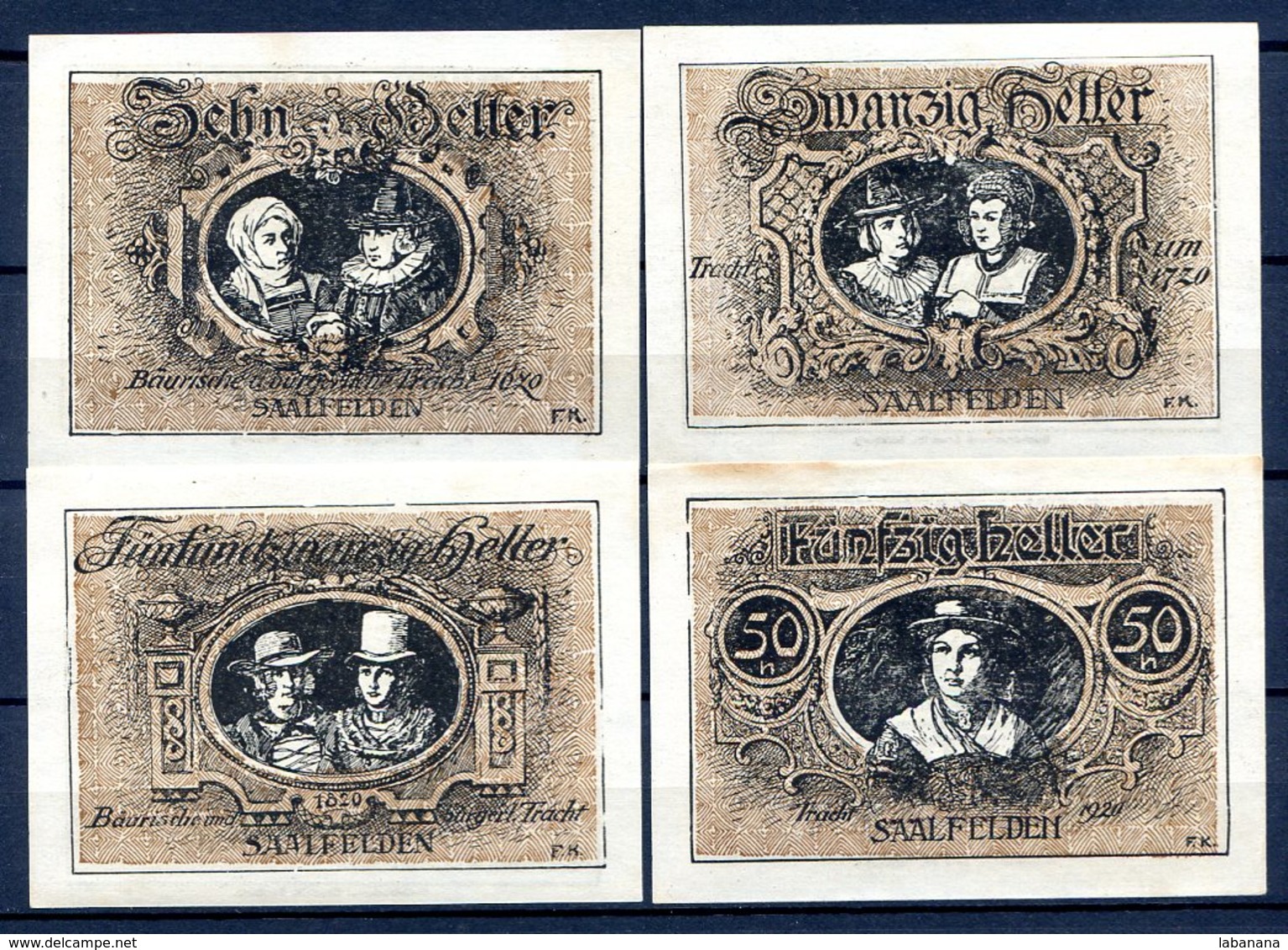 344-Saalfelden Billets De 10, 20, 25 Et 50h Bruns - Autriche