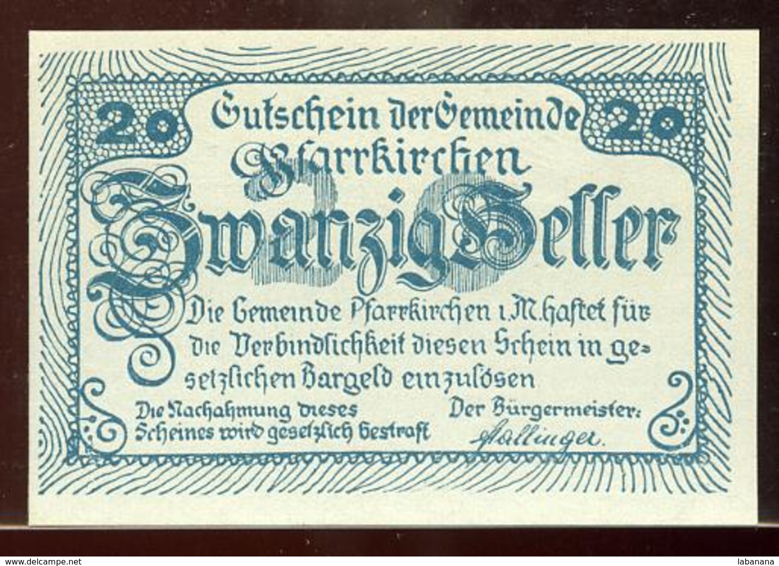 344-Pfarrkirchen Im Muehlkreiss Billets De 2x20 Et 2x50h 1920 - Austria