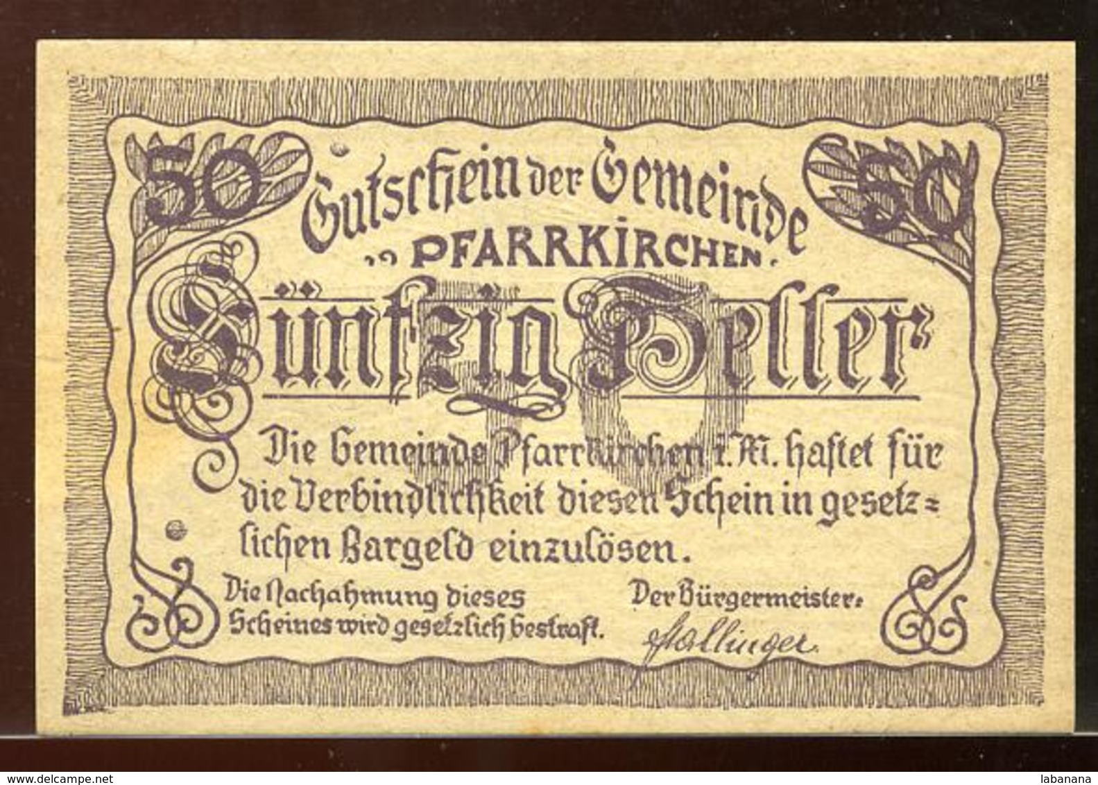 344-Pfarrkirchen Im Muehlkreiss Billets De 2x20 Et 2x50h 1920 - Austria