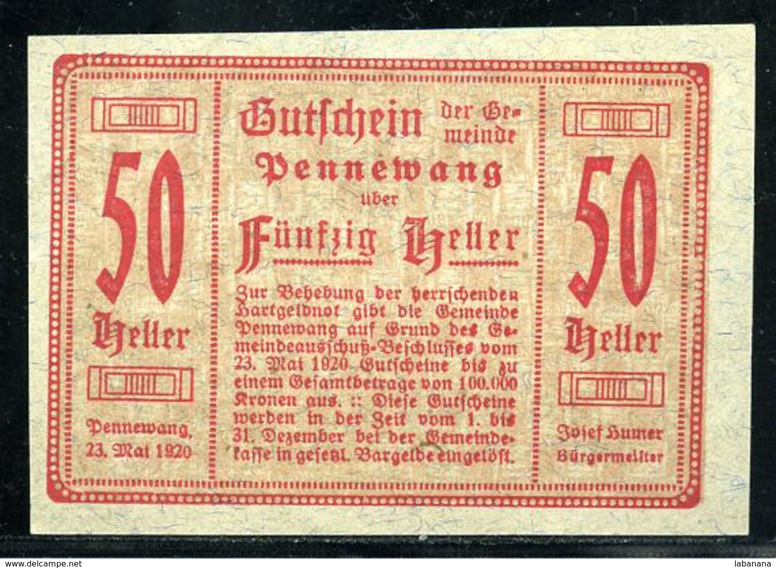 344-Pennewang Billets De 10, 20 Et 50h 1920 - Autriche