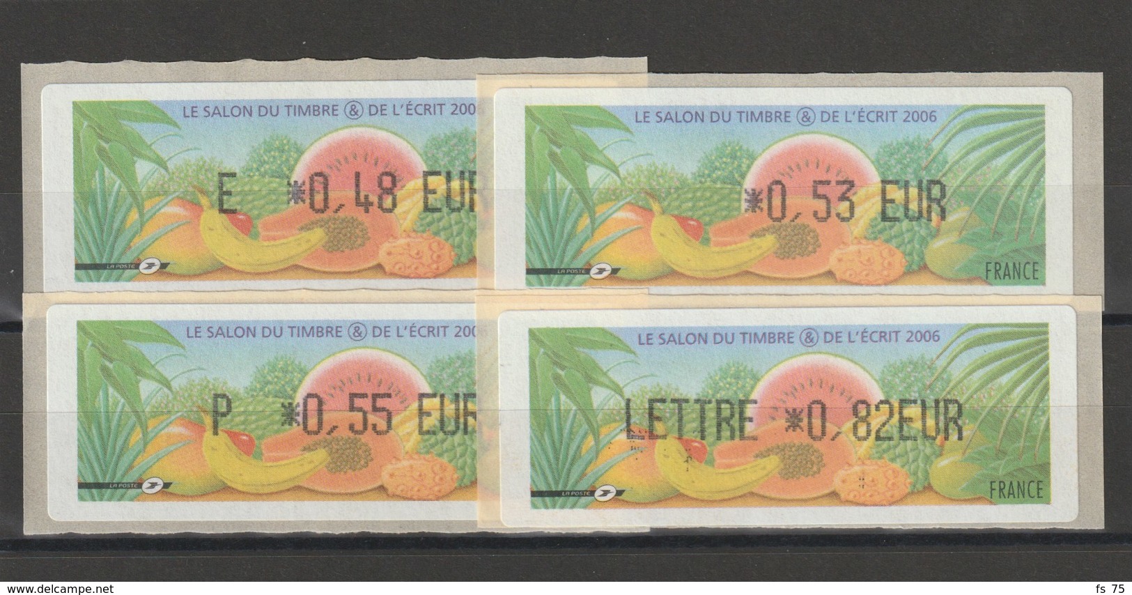 FRANCE - 4 VIGNETTES 0,48€, 0,53€, 0,55€ ET 0,82€ - LE SALON DU TIMBRE & DE L'ECRIT 2006 - 1999-2009 Illustrated Franking Labels