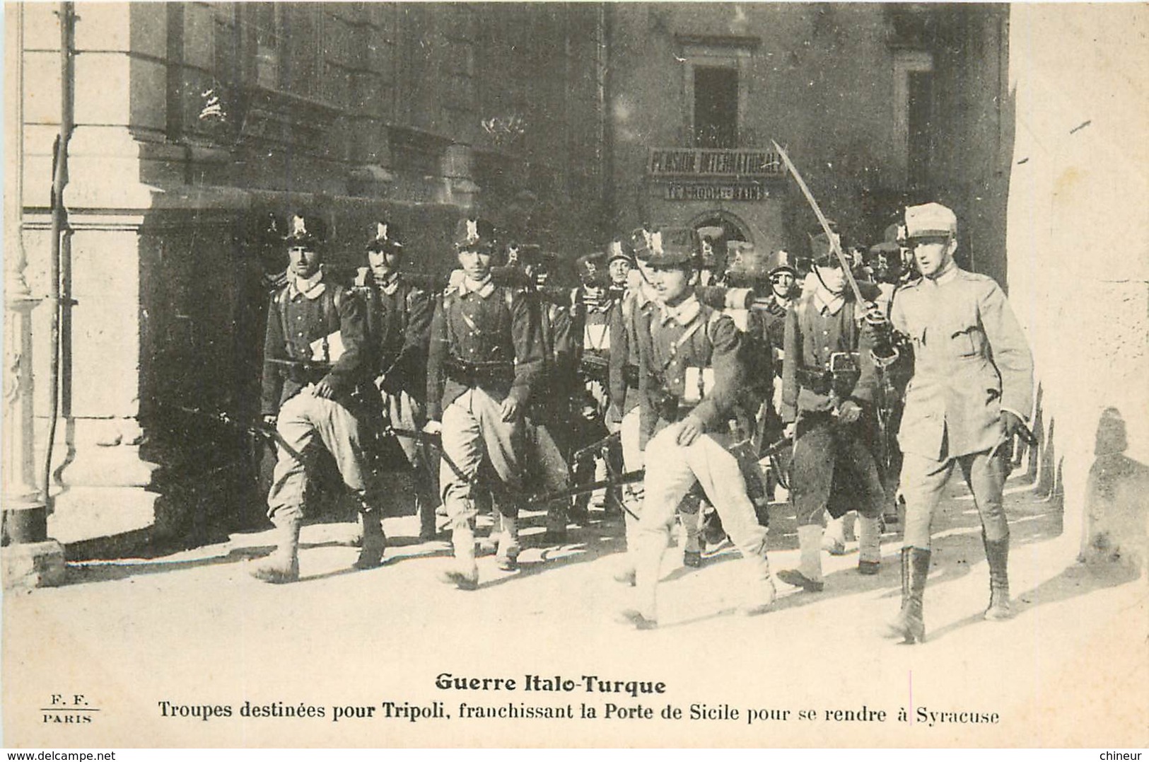 GUERRE ITALO TURQUE TROUPES DESTINEES POUR TRIPOLI FRANCHISSANT LA PORTE DE SICILE - Altre Guerre