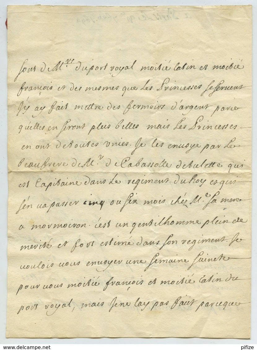 "8" Manuscrit / LàC 1699 De Paris Pour Carpentras Par Avignon . Notre-Dame-du-Grez Proche De La Juiverie . Judaïca . - ....-1700: Précurseurs