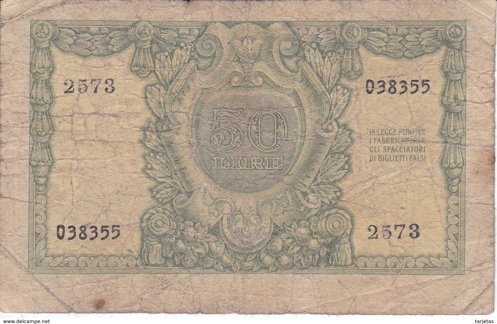 BILLETE DE ITALIA DE 50 LIRAS DEL AÑO 1951  (BANKNOTE) - 50 Lire