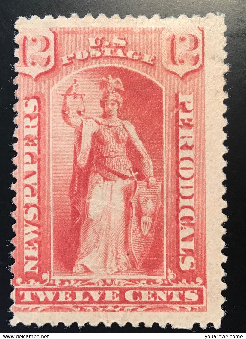US 1879 Newspaper And Periodical Stamps Scott PR63 12c Red Justice Mint O.g *  (USA Timbres Pour Journaux - Newspaper & Periodical