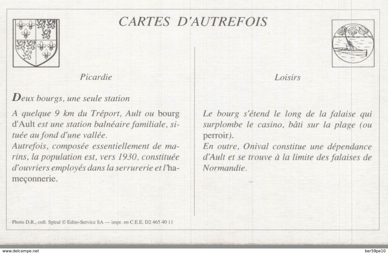 CARTES D'AUTREFOIS  LOISIRS  PICARDIE DEUX BOURGS UNE SEULE STATION - Picardie