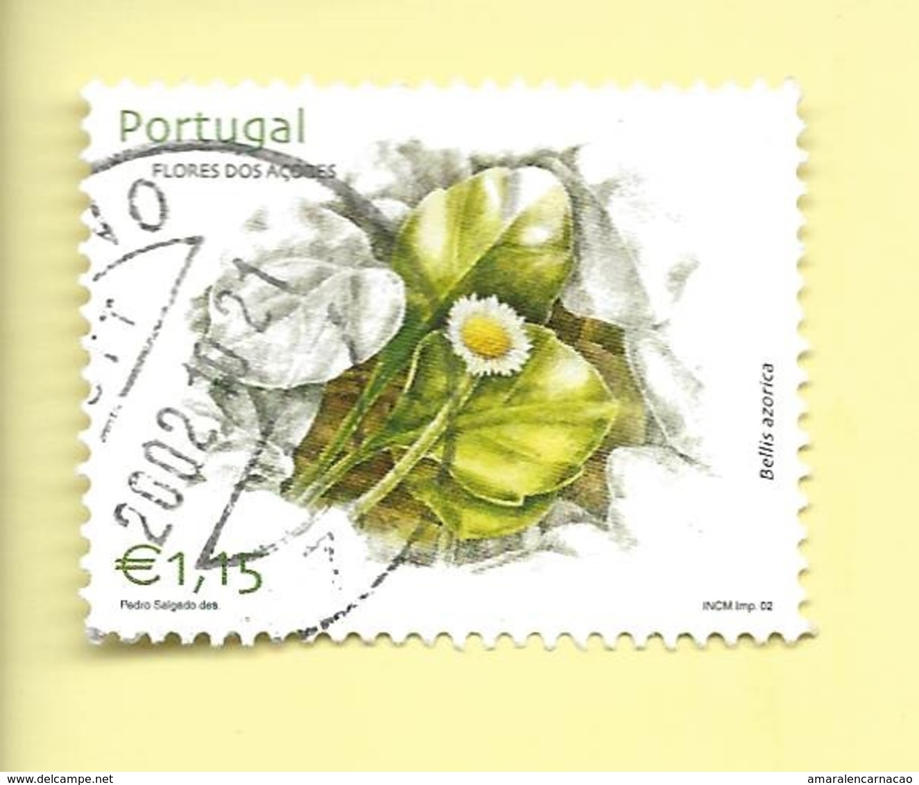 TIMBRES - STAMPS - PORTUGAL (AÇORES) - 2002 - FLEURS DES AÇORES - Bellia Azorica- TIMBRE OBLITÉRÉ - Autres & Non Classés