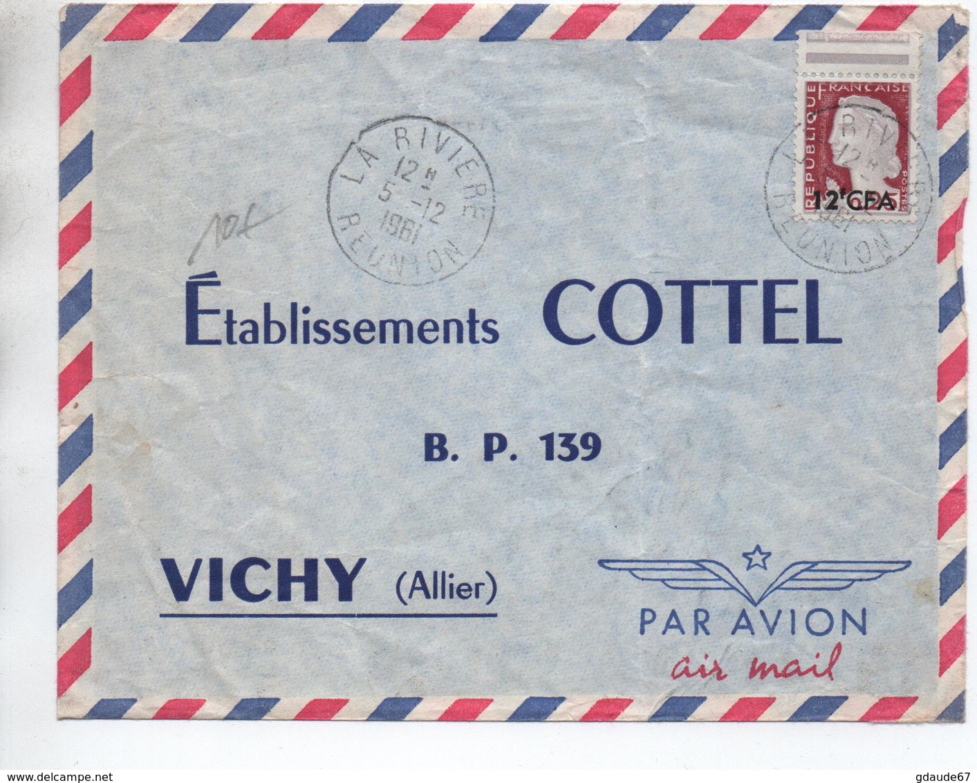 1961 - ENVELOPPE De LA RIVIERE (REUNION) - Lettres & Documents