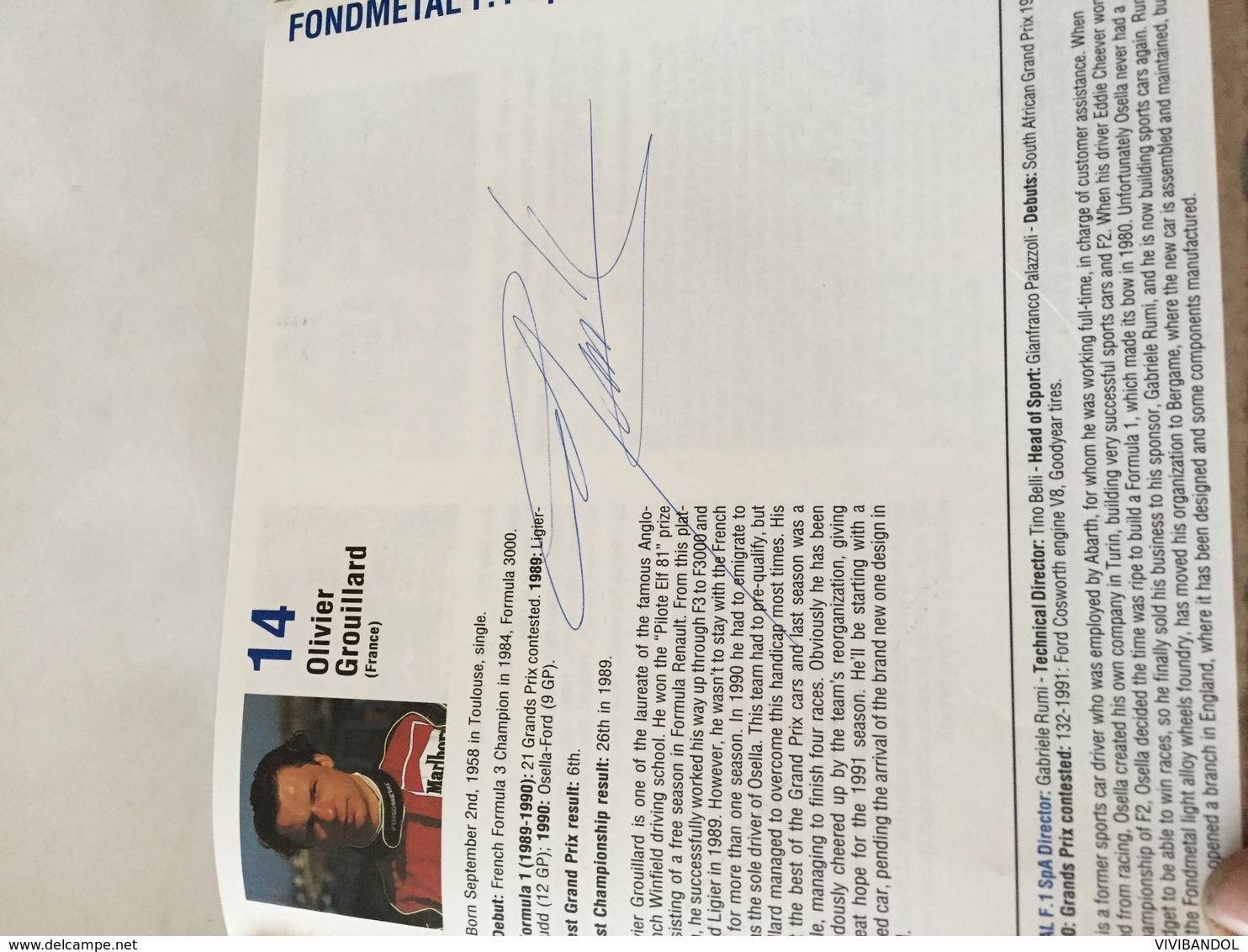 Programme OFFICIEL du Grand prix des USA de F1 1991 avec 11 AUTOGRAPHES