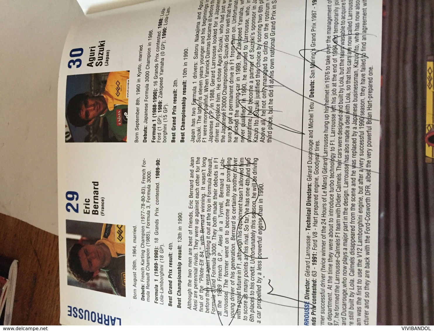 Programme OFFICIEL du Grand prix des USA de F1 1991 avec 11 AUTOGRAPHES