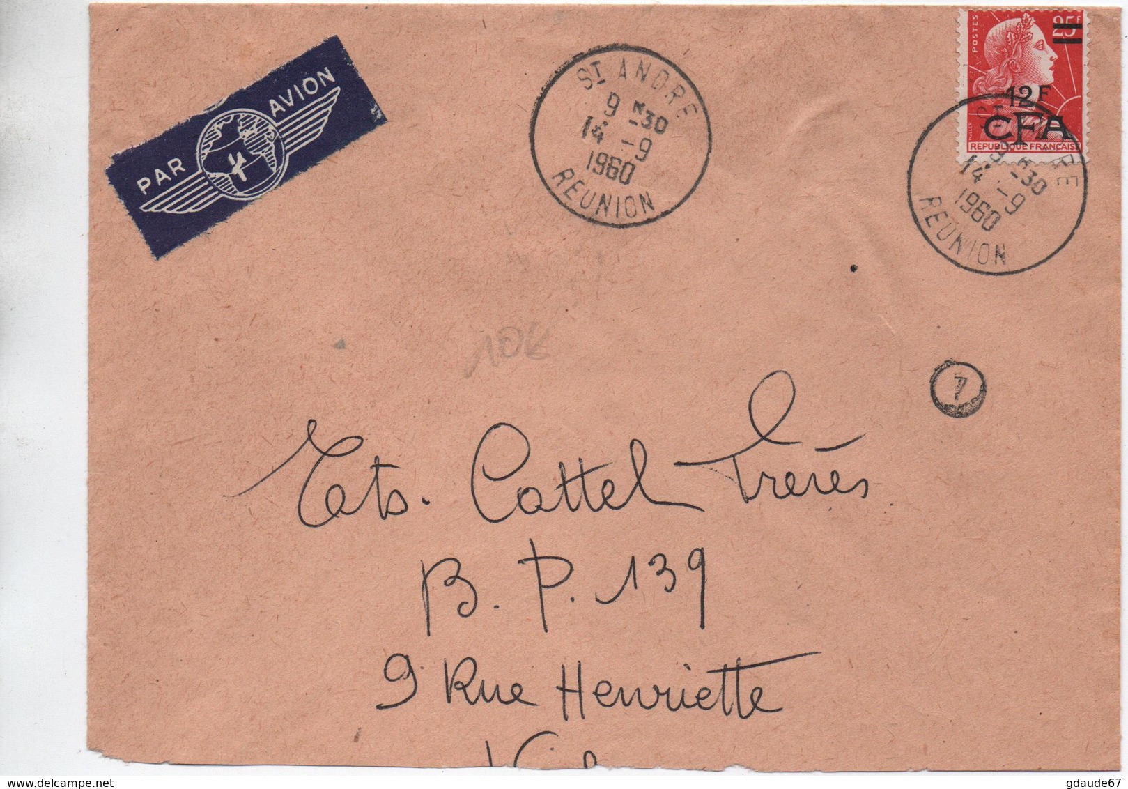 1960 - ENVELOPPE De SAINT ANDRE (REUNION) - Lettres & Documents