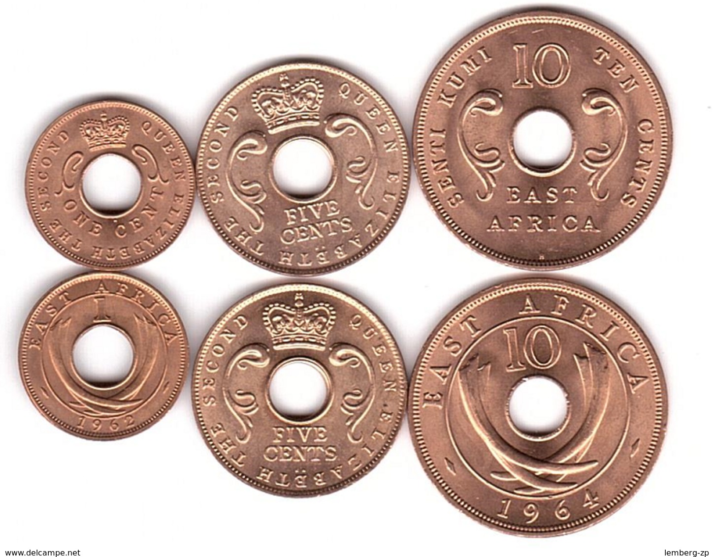 East Africa - Set 3 Coins 1 5 10 Cents 1957 - 1964 AUNC Without Booklet Lemberg-Zp - Zonder Classificatie