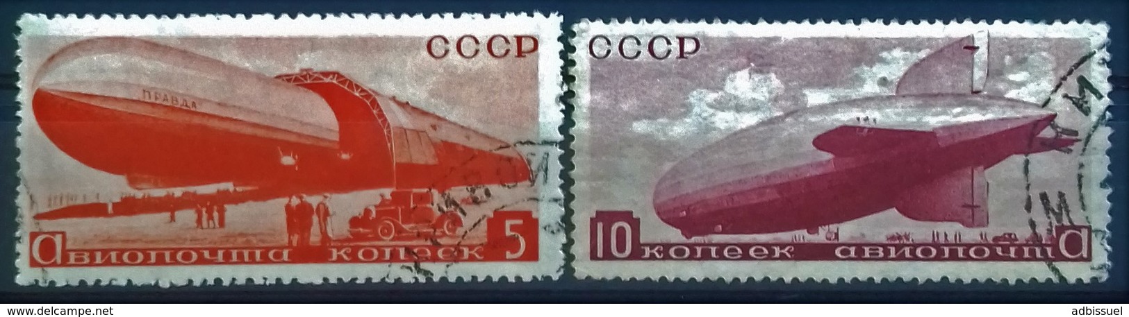 RUSSIE - RUSSIA POSTE AERIENNE N° 33 + N° 34 COTE 18 € OBLITERES TYPE DIRIGEABLES. TB - Gebraucht