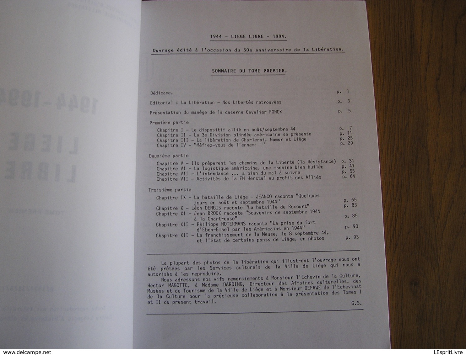 1944 1994 LIEGE LIBRE Régionalisme Guerre 40 45 Libération Réisitance Front Indépendance Camp Stalag Oflag US Army - Oorlog 1939-45