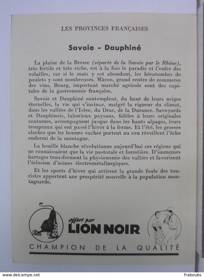 LION NOIR - PROVINCES FRANCAISES - SAVOIE DAUPNINÉ - TRES BEL ETAT - Géographie