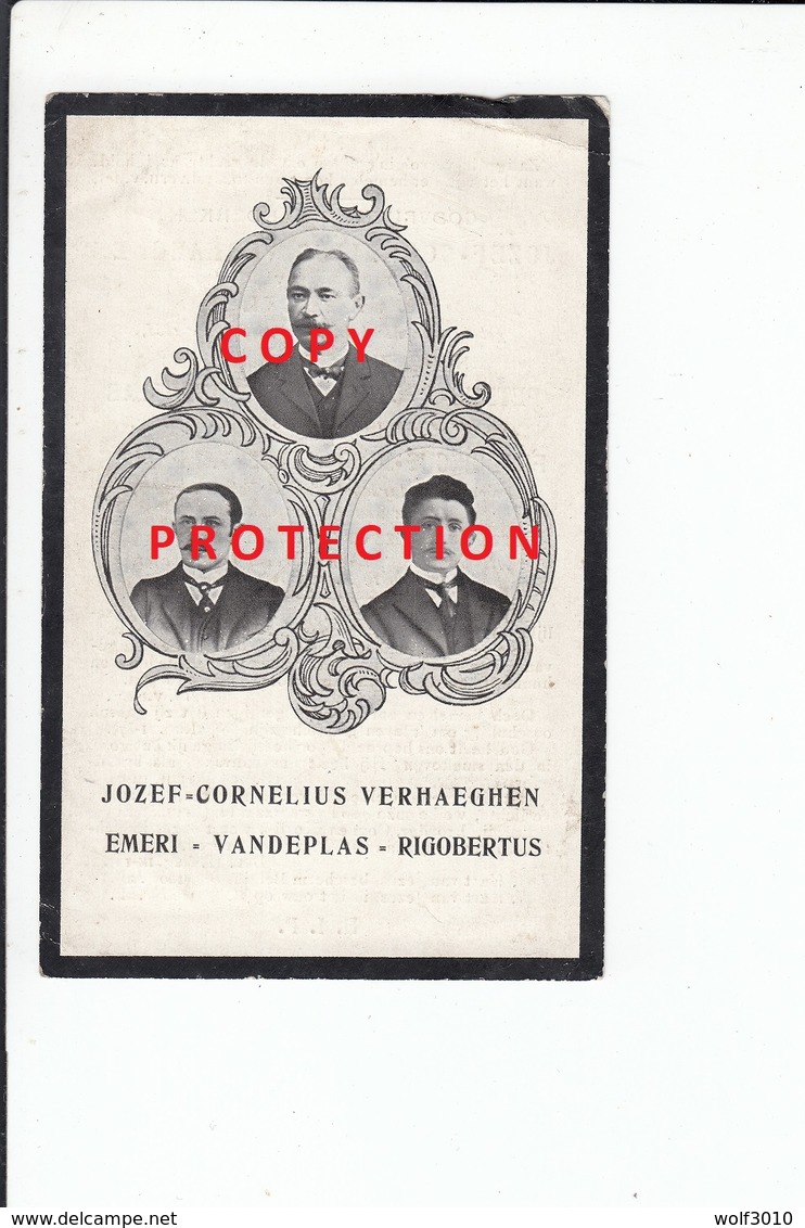 Oorlogsslachtoffer W.O. I - 3 Leden Familie Verhaeghen & Vandeplas Aarschot 19/08/1914 - Devotieprenten