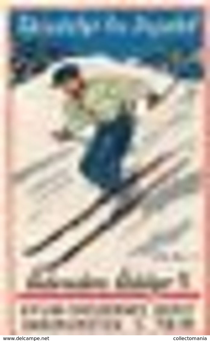 9 Poster Stamps Advertising Cinderellas Sport Ski Skiing Schweiz Wintersport Snow Humor Graubünden Bayer 1914 Innsbruck - Sports D'hiver