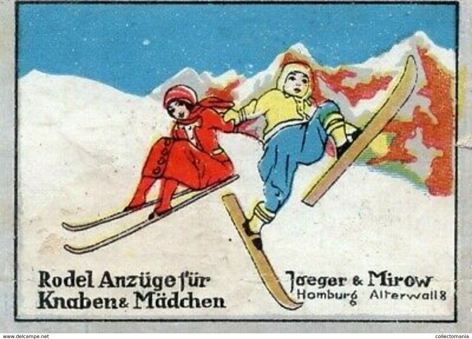 9 Poster Stamps advertising cinderellas Sport Ski skiing Schweiz Wintersport snow humor Graubünden Bayer 1914 Innsbruck
