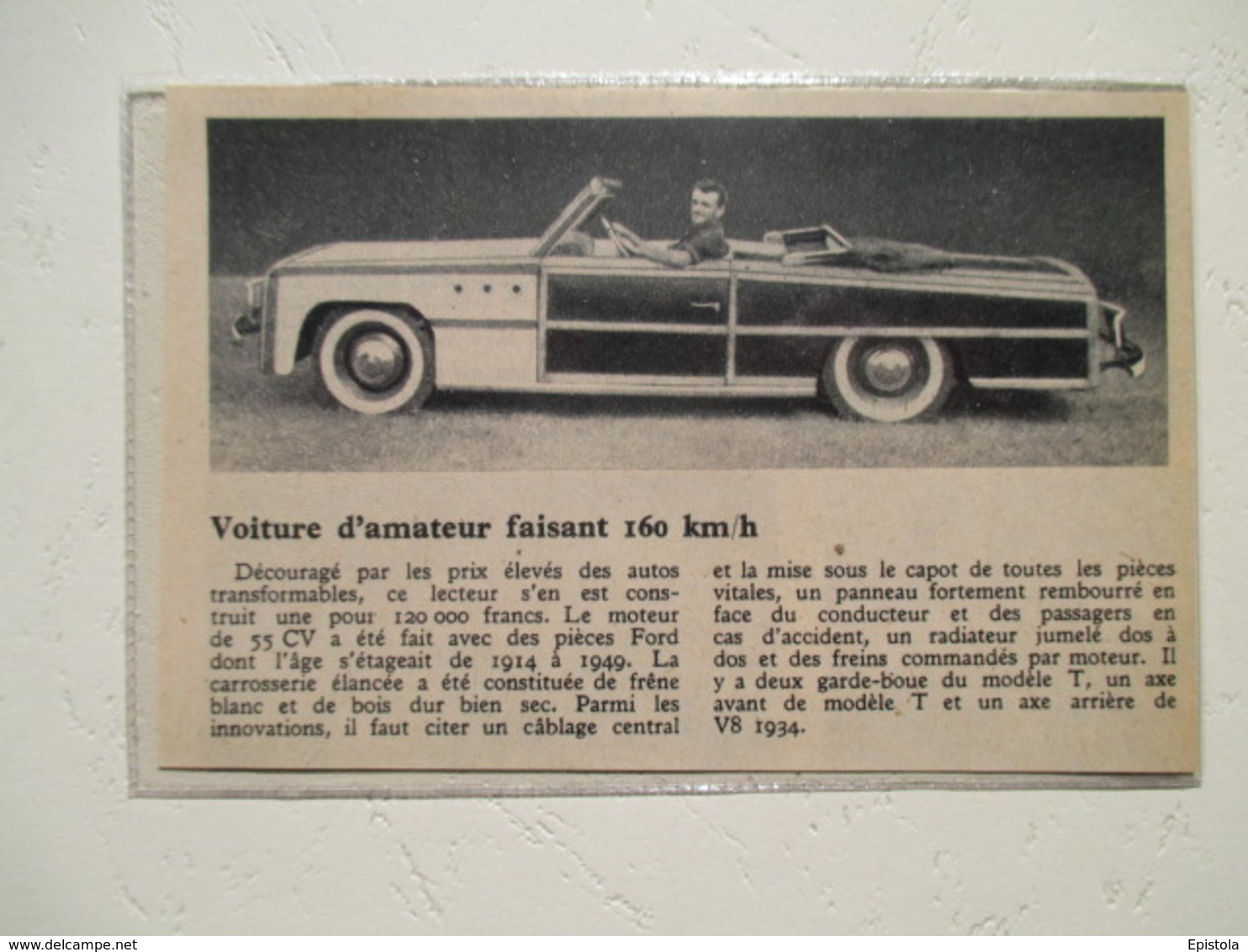 USA Voiture Américaine - Construction Amateur Carrosserie En Bois De Frêne & Moteur Ford  - Coupure  De Presse De 1950 - Voitures