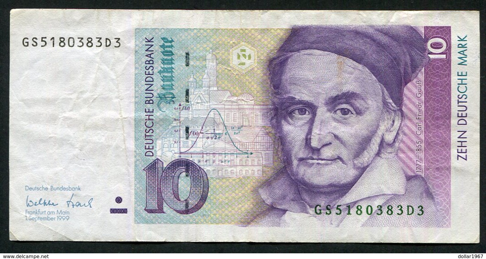 10 Dm / Deutsche Mark / Bundesbanknote 1-9-1999. GS - See The 2 Scans For Condition.(Originalscan ) - 10 Deutsche Mark