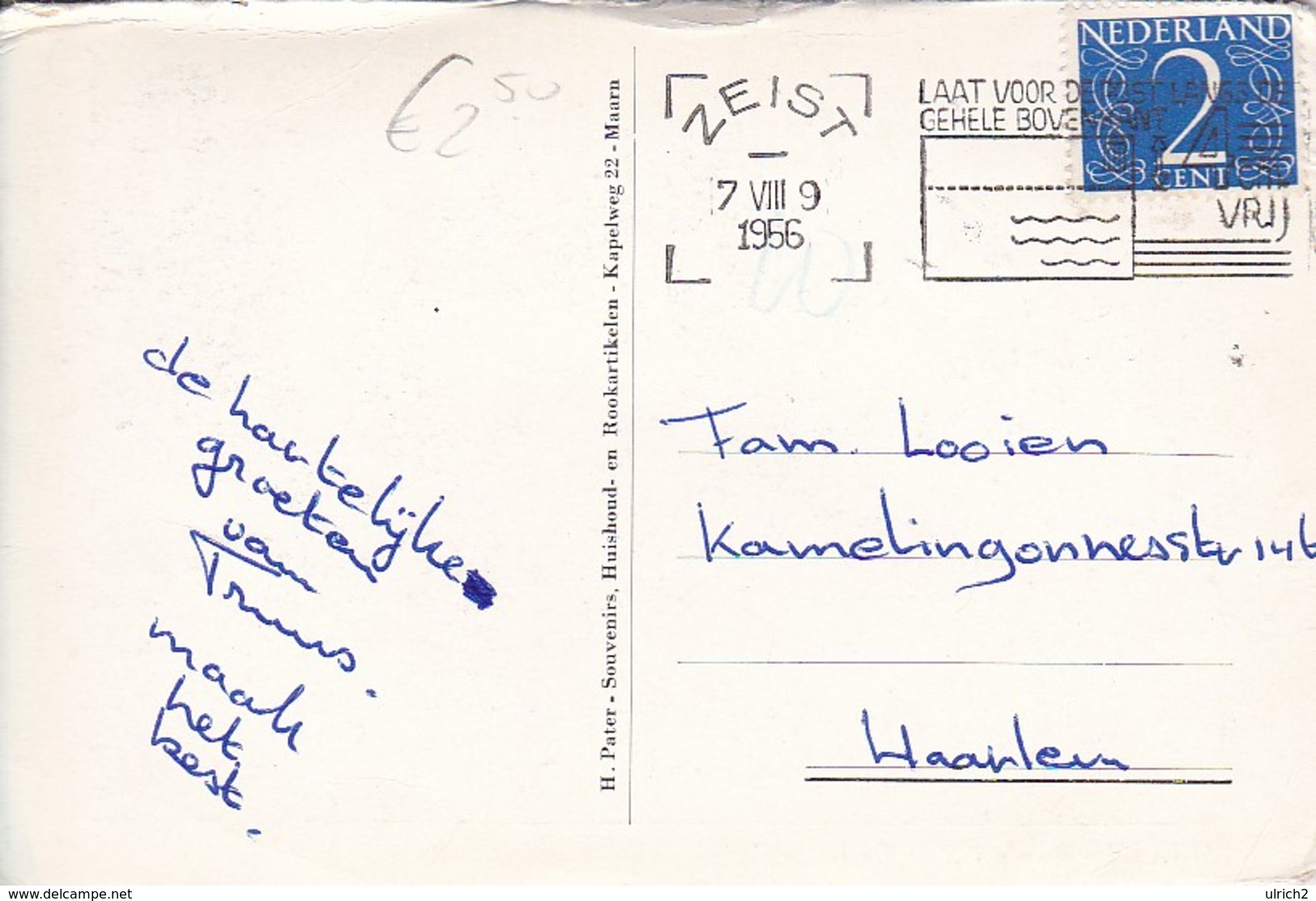 AK Maarn - Boerderij "De Eikelenburg" - Stamp "Laat Voor Die Post..." Zeist 1956 (48651) - Maarn