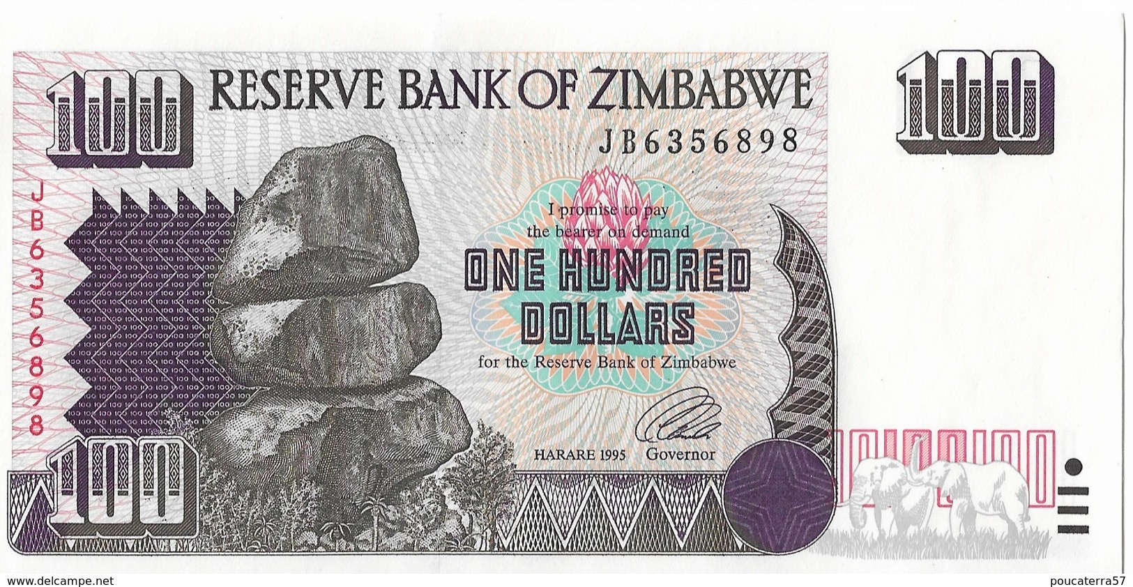 ZIMBABWE=1995     100  DOLLARS    P-9a      UNC - Zimbabwe