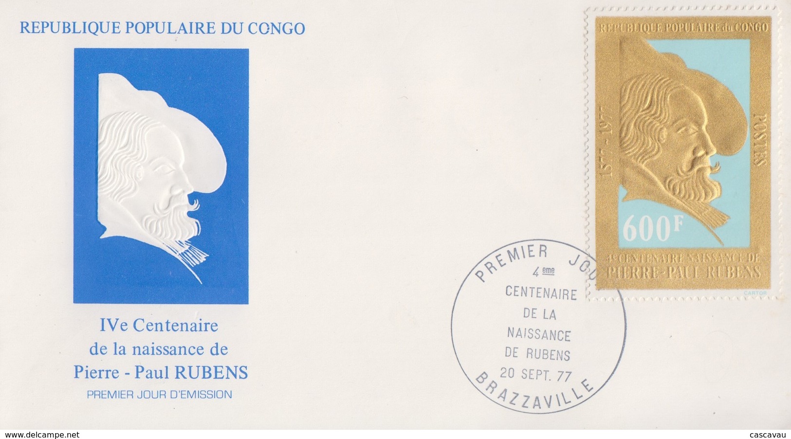 Enveloppe  FDC  1er  Jour   CONGO    4éme   Centenaire    Naissance   De   RUBENS    1977 - Rubens