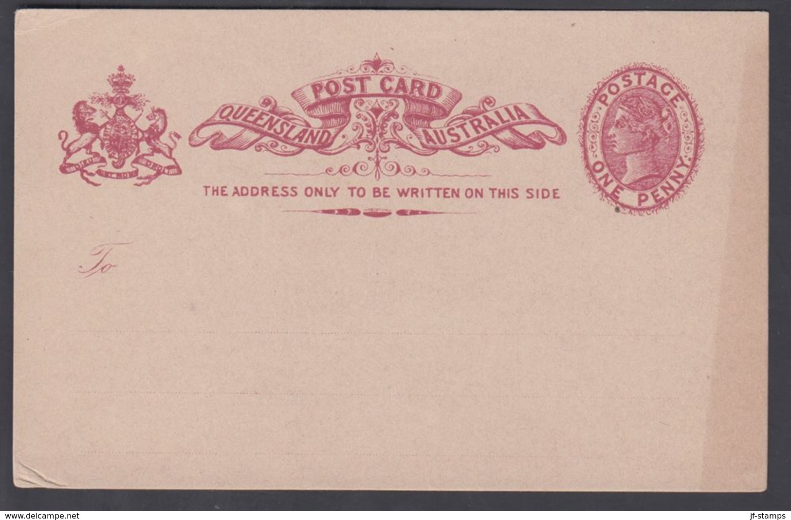 1880. QUEENSLAND AUSTRALIA  ONE PENNY POST CARD VICTORIA. () - JF321602 - Storia Postale